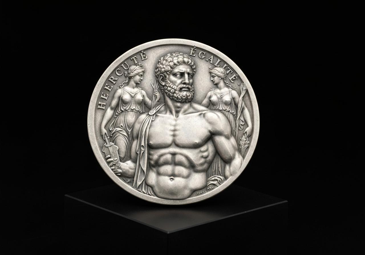 Pièce 50 Francs Hercule argent gros plan avers